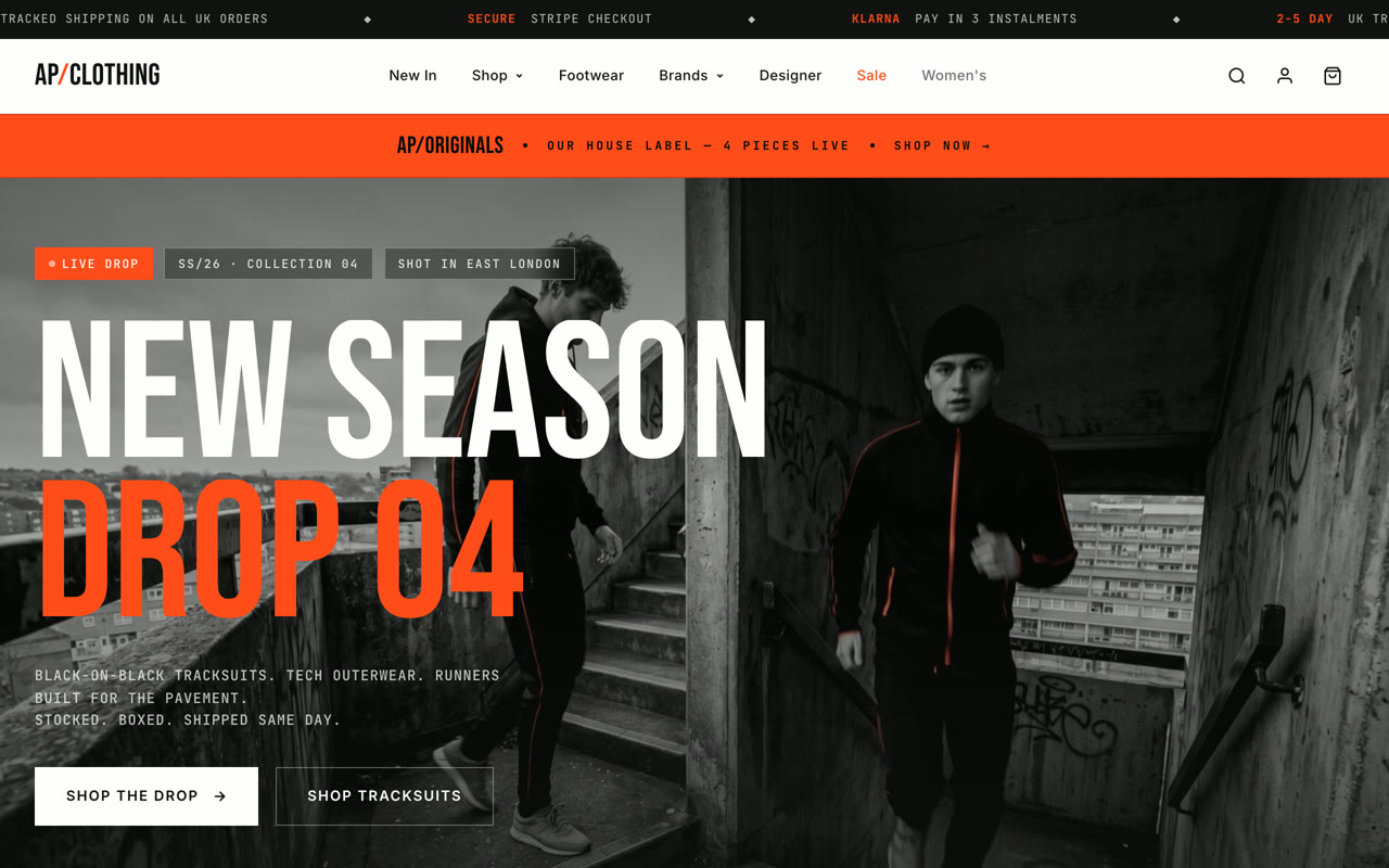 AP Clothing — a full online store built by AireyAi, live at aporiginals.com