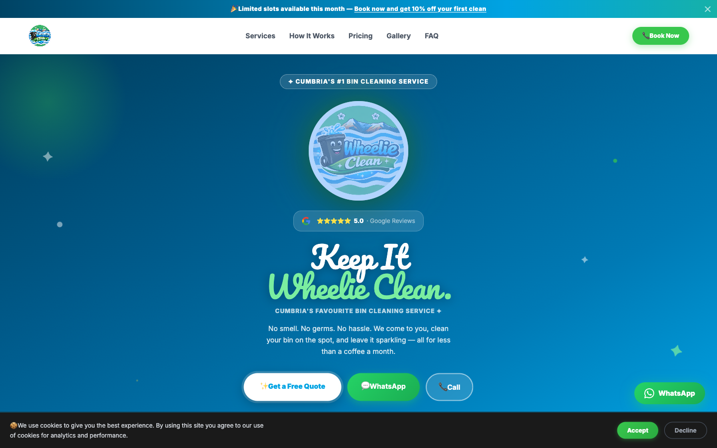 Wheelie Clean desktop view