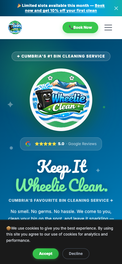 Wheelie Clean mobile view